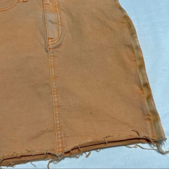 NXP Nena and Pasadena Orange Tangerine Denim Jean Skirt Raw Hem Size Extra Small - Picture 6 of 15